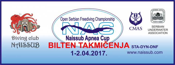 Rezultati - NAISSUB APNEA CUP 2017 - otvoreno prvenstvo Srbije Rezultati - NAISSUB APNEA CUP 2017 - otvoreno prvenstvo Srbije